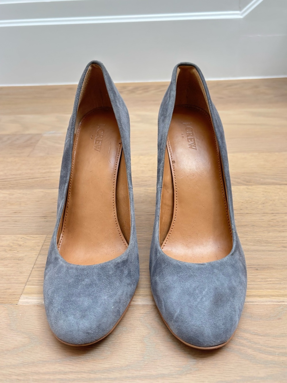 J. Crew Gray Suede Classic Round-Toe Pumps - Size 11
